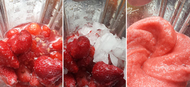 Blend the frozen strawberries
